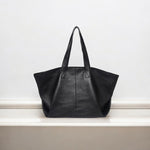 Oversized Leather Tote Bag with Soft Structure - Women's Tote Bag