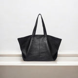 Oversized Leather Tote Bag with Soft Structure - Women's Tote Bag