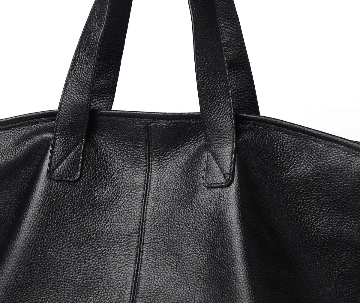 Oversized Leather Tote Bag with Soft Structure - Women's Tote Bag