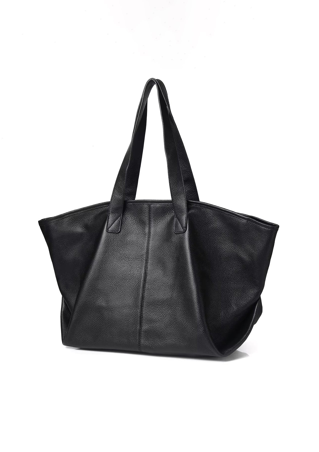 Oversized Leather Tote Bag with Soft Structure - Women's Tote Bag