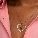 Personalized Heart Initial Pendant Necklace - Necklaces