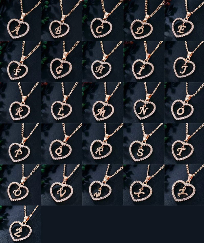Personalized Heart Initial Pendant Necklace - Necklaces