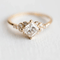 Princess Cut Gold Engagement Ring with Side Accents - Ring