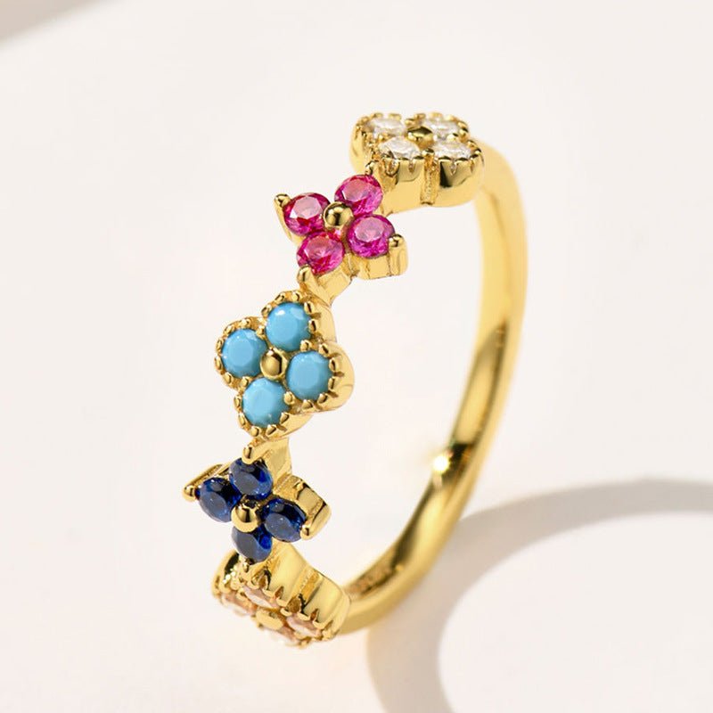 Radiant Blossom Multicolour Gemstone Ring - Ring
