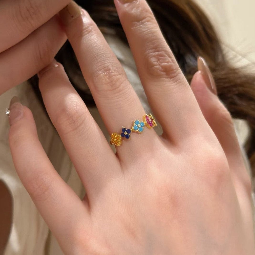 Radiant Blossom Multicolour Gemstone Ring - Ring