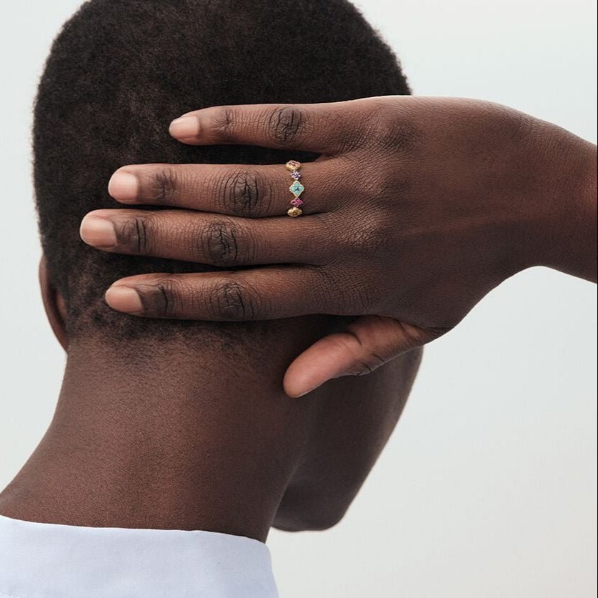 Radiant Blossom Multicolour Gemstone Ring - Ring