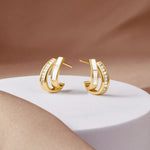 Radiant Dual Curve Crystal Hoop Earrings - Earrings