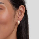 Radiant Dual Curve Crystal Hoop Earrings - Earrings