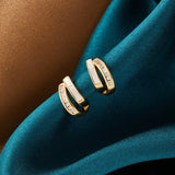 Radiant Dual Curve Crystal Hoop Earrings - Earrings