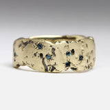 Raw Texture Gold Band Ring with Blue Diamond Accents - Ring