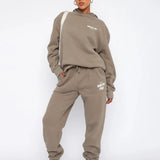 Relaxed - Fit Cropped Hoodie & Jogger Set – Cozy Casual Chic - Women's Outfit Set