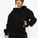 Relaxed - Fit Cropped Hoodie & Jogger Set – Cozy Casual Chic - Women's Outfit Set