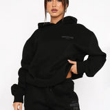 Relaxed - Fit Cropped Hoodie & Jogger Set – Cozy Casual Chic - Women's Outfit Set