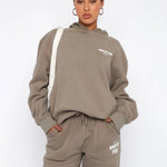 Relaxed - Fit Cropped Hoodie & Jogger Set – Cozy Casual Chic - Women's Outfit Set