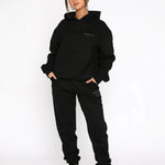 Relaxed - Fit Cropped Hoodie & Jogger Set – Cozy Casual Chic - Women's Outfit Set