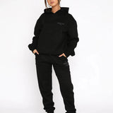 Relaxed - Fit Cropped Hoodie & Jogger Set – Cozy Casual Chic - Women's Outfit Set