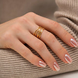 River Layered Gold Adjustable Ring - Ring
