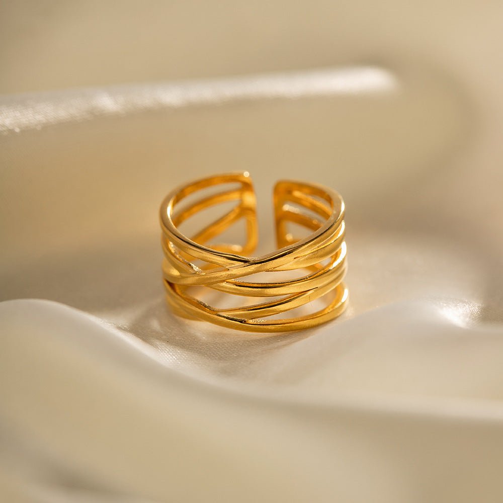 River Layered Gold Adjustable Ring - Ring