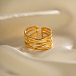 River Layered Gold Adjustable Ring - Ring