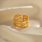River Layered Gold Adjustable Ring - Ring
