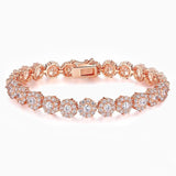 Rose Gold Floral Crystal Tennis Bracelet - Joyería > Pulseras > Pulseras de lujo