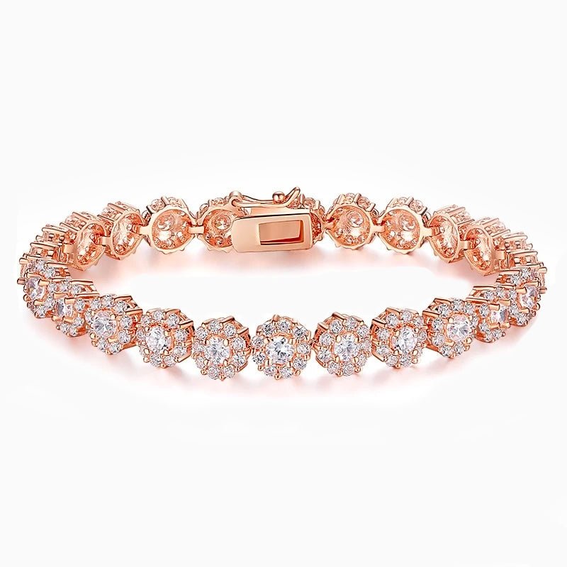 Rose Gold Floral Crystal Tennis Bracelet - Joyería > Pulseras > Pulseras de lujo