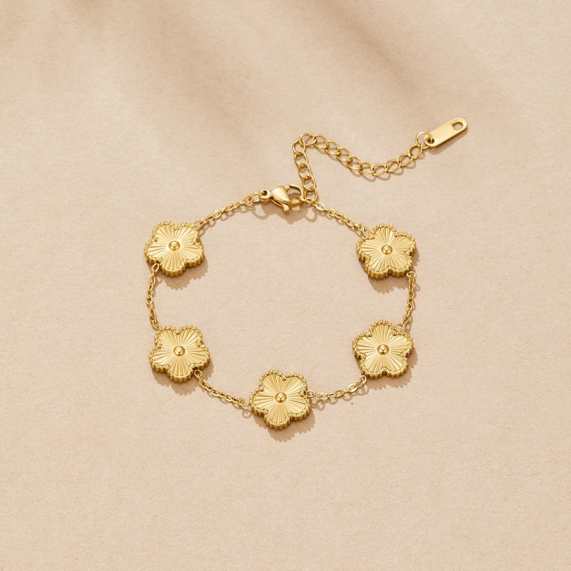 Rowena Gold Clover Charm Bracelet - Chain Bracelets