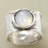 Rustic Moonstone Ring in Sterling Silver - Ring