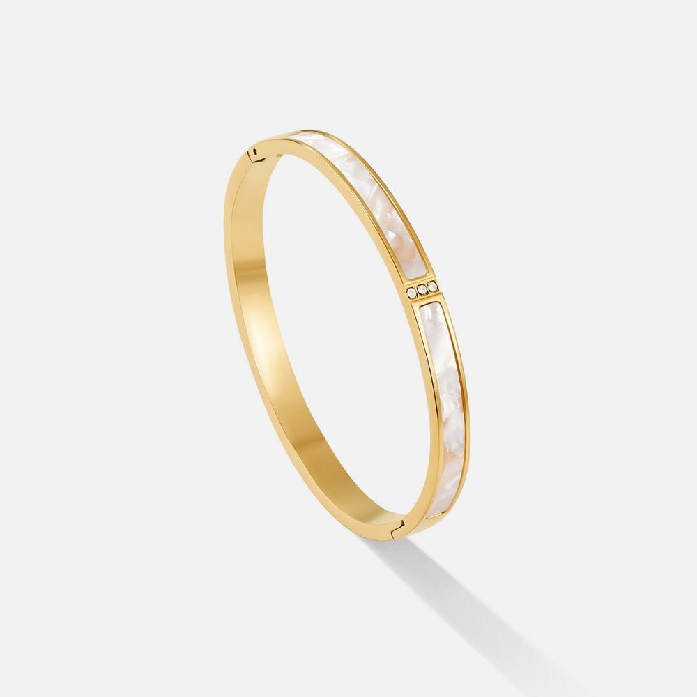 Sarah White Luxe Gold Bangle - Bangle Bracelets