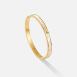 Sarah White Luxe Gold Bangle - Bangle Bracelets