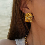 Sculpted Abstract Statement Earrings - Earrings