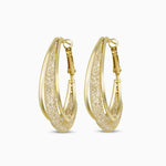 Sculpted Gold Mesh Teardrop Hoop Earrings - Earrings