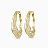Sculpted Gold Mesh Teardrop Hoop Earrings - Earrings