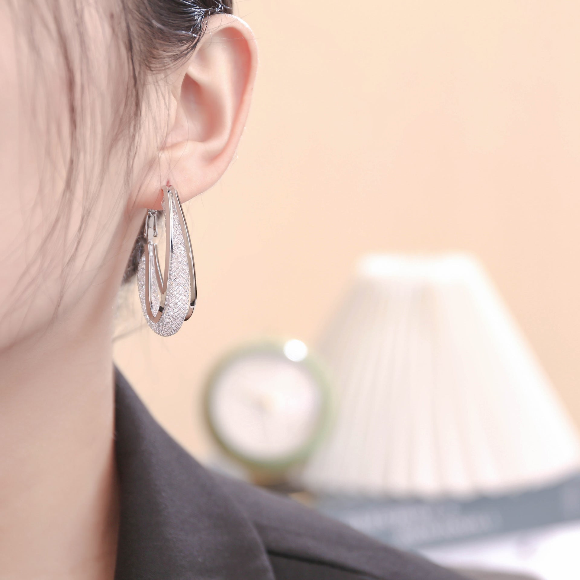 Sculpted Gold Mesh Teardrop Hoop Earrings - Earrings