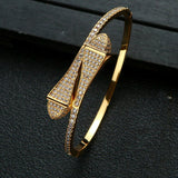 Sculpted Gold Nail - Inspired Pavé Bangle - Bracelets
