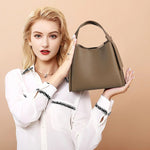 Sculpted Leather Bucket Bag – Sleek Minimalism - Women's Bucket Bags