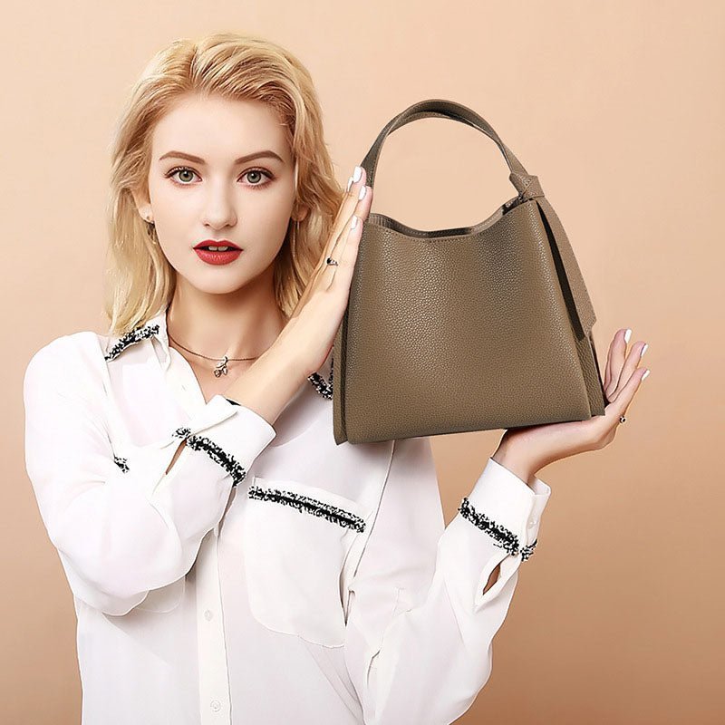 Sculpted Leather Bucket Bag – Sleek Minimalism - Women's Bucket Bags