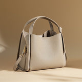 Sculpted Leather Bucket Bag – Sleek Minimalism - Women's Bucket Bags