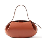 Sculpted Leather Shoulder Bag with Artistic Form - Women's Handbags