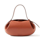 Sculpted Leather Shoulder Bag with Artistic Form - Women's Handbags