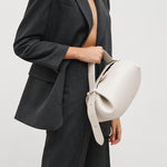 Sculpted Leather Shoulder Bag with Artistic Form - Women's Handbags
