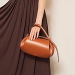 Sculpted Leather Shoulder Bag with Artistic Form - Women's Handbags