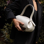 Sculpted Leather Shoulder Bag with Artistic Form - Women's Handbags