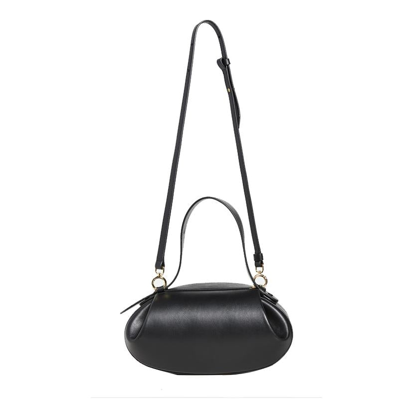 Sculpted Leather Shoulder Bag with Artistic Form - Women's Handbags
