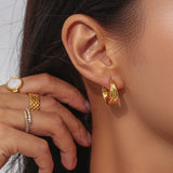 Sculpted Wave Hoop Earrings - Earrings