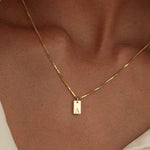 Seren Rectangle Initial Necklace - Pendant Necklaces