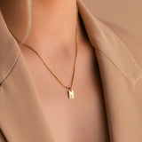 Seren Rectangle Initial Necklace - Pendant Necklaces