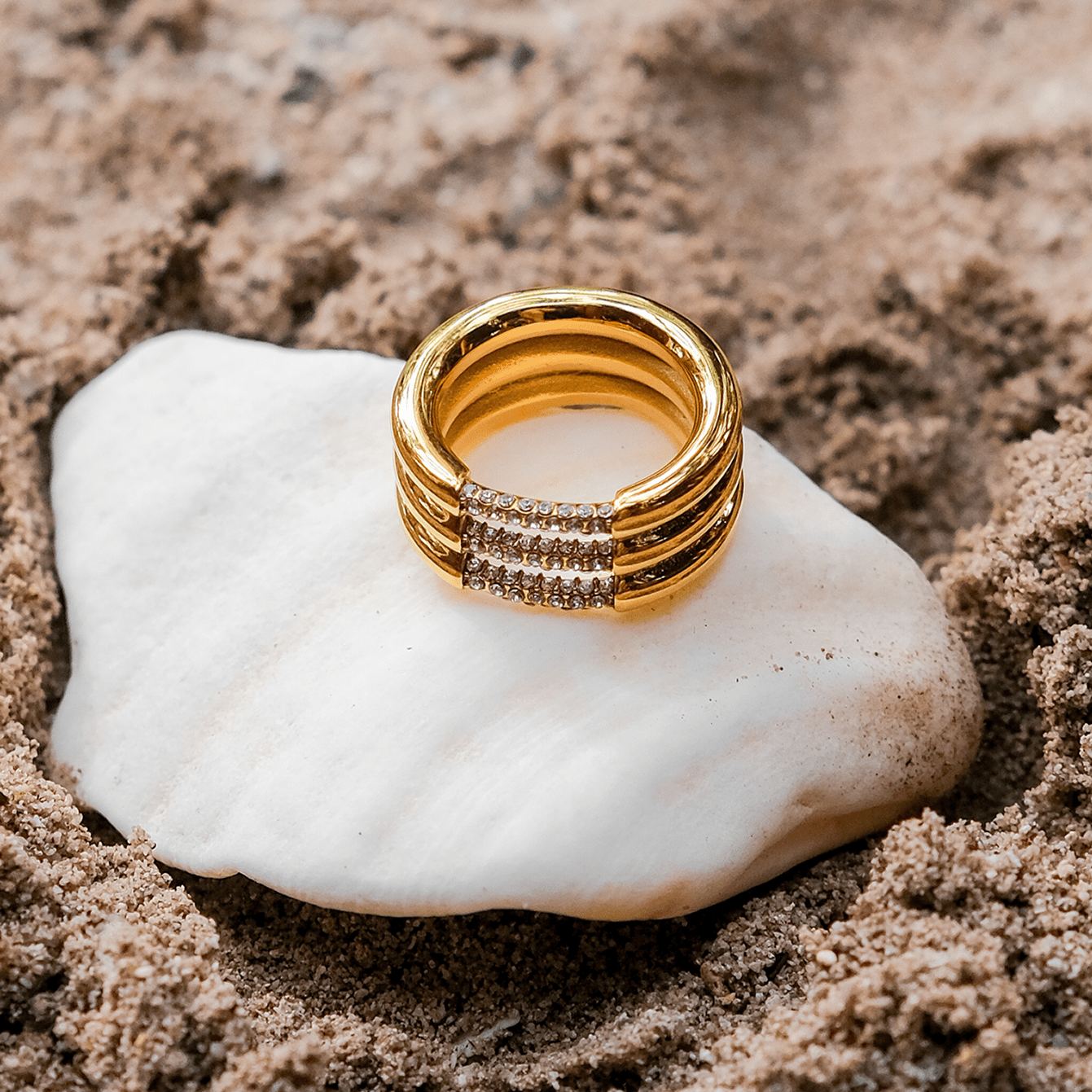 Serenity Triple Band Diamond Simulant Ring - Ring