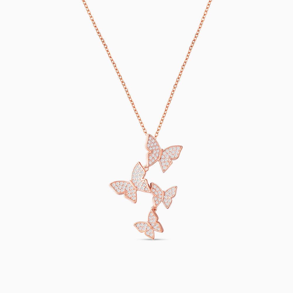 Silver Butterfly Cascade Necklace - Necklaces