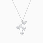 Silver Cascading Butterfly Necklace - Necklaces